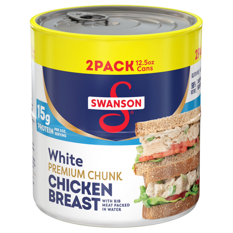 Swanson White Premium Chunk Chicken Breast with Rib Meat in Water, 12.5 oz. 2 Count
