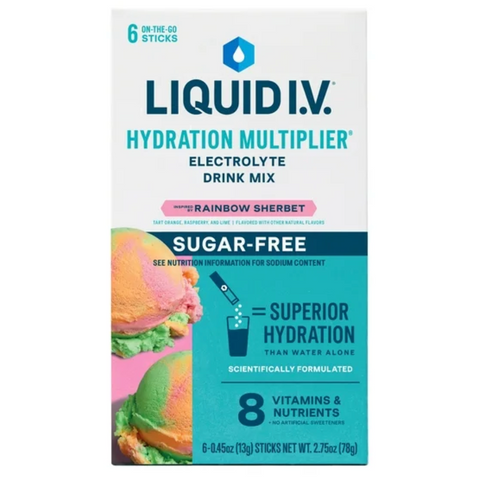 Liquid I.V.® Rainbow Sherbet Sugar-Free Hydration Multiplier® Powdered Electrolyte Drink Mix, 6 Ct