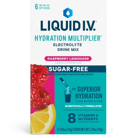 Liquid I.V.® Raspberry Lemonade Sugar-Free Electrolyte Drink Mix, 6 Ct