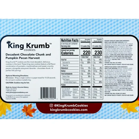 King Krumb Decadent Chocolate Chunk and Pumpkin Pecan Harvest Bakery Cookies, 2 Count