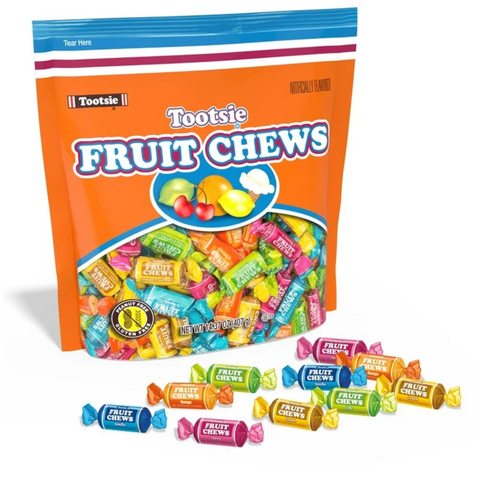 Tootsie Roll Fruit Chews, Assorted Fruit Flavors, Gluten Free, Peanut Free, 14.37 oz