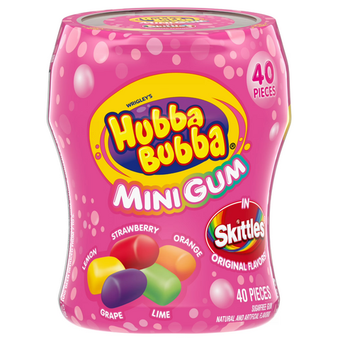 Hubba Bubba Minis Skittles Flavored Bubble Gum, 40 Ct