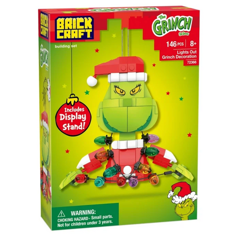 Brickcraft The Grinch Lights Out Grinch Decoration Building Kit (146-Piece Set), Christmas Decoration, Holiday Collectible Brick Toy