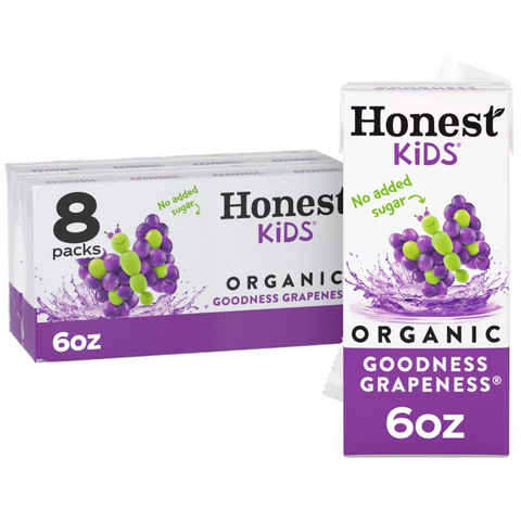 Honest Kids Goodness Grapeness Organic Juice Drink, 6 fl oz, 8 Count