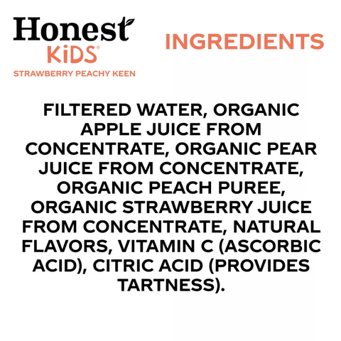 Honest Kids Organic Strawberry Peach Keen Juice Drink, 6 fl oz, 8 Count