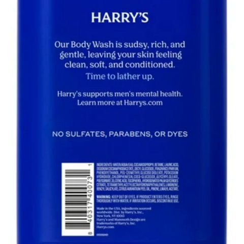 Harry's Men's Cleansing Body Wash, Stone, 30 fl oz