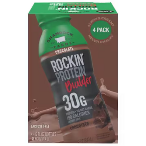Shamrock Farms Rockin' Protein Builder Chocolate Protein Shake, 12 fl oz, 4 Count