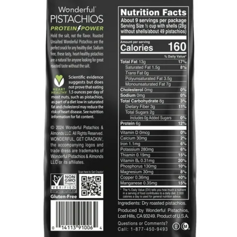 Wonderful Pistachios In-Shell Unsalted Nuts, 16 oz.