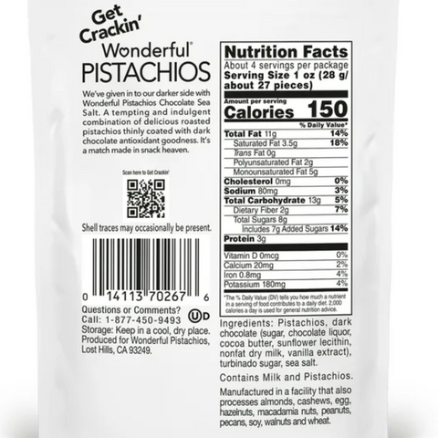 Wonderful Pistachios Chocolate Sea Salt, 4 oz.