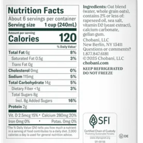 Chobani Oatmilk Original, 52 fl oz