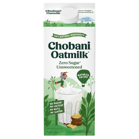 Chobani Oatmilk Zero Sugar Unsweetened, 52 fl oz