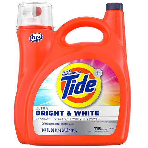 Tide Ultra Bright & White Liquid Laundry Detergent, 147 fl. oz.