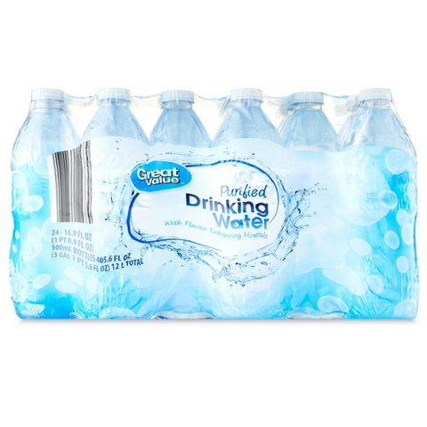 Great Value Purified Drinking Water, 16.9 Fl. Oz., 24 Count