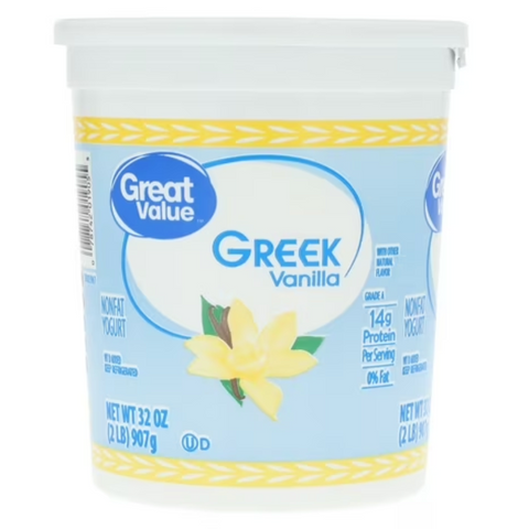 Great Value Vanilla Nonfat Greek Yogurt, 32 oz