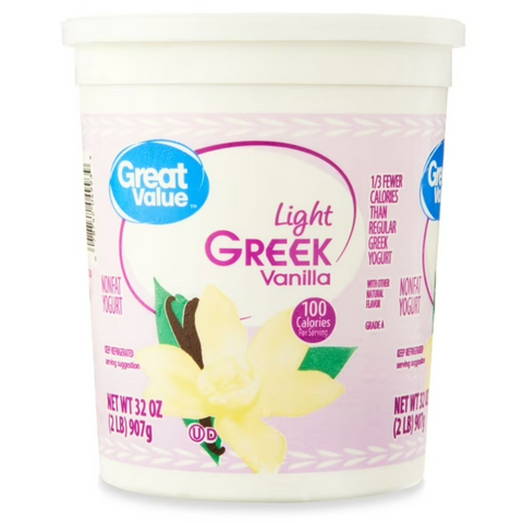 Great Value Vanilla Light Nonfat Greek Yogurt, 32 oz