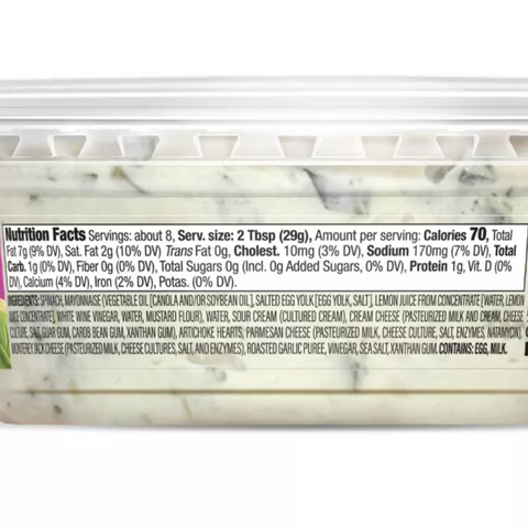 Good Foods Spinach Artichoke Parmesan Dairy Dip, 8oz