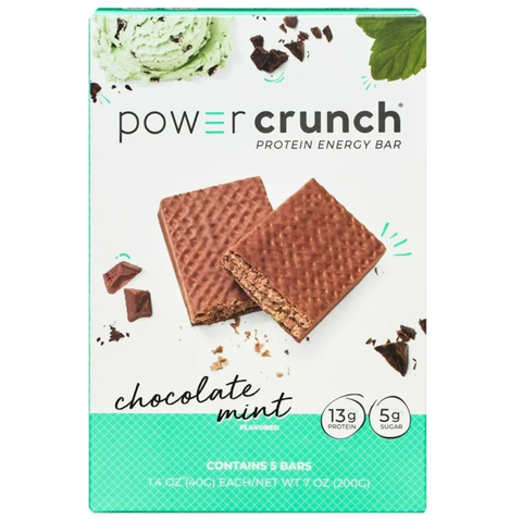 Power Crunch Original Protein Energy Bars, Chocolate Mint, 1.4 oz, 5 Count