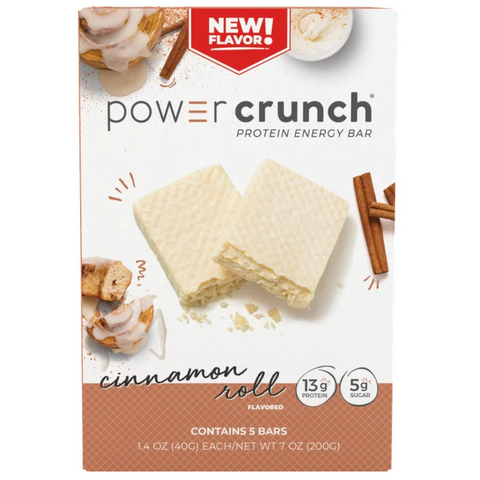 Power Crunch Original Protein Energy Bars, Cinnamon Roll, 1.4 oz, 5 Count