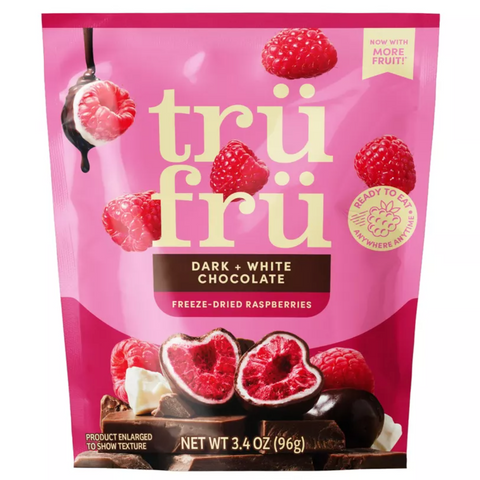 Tru Fru Freeze Dried Raspberries in Dark & White Chocolate, 3.4 oz