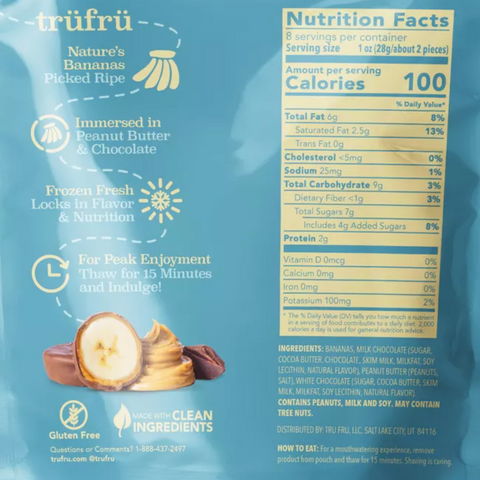 Tru Fru Frozen Bananas in Peanut Butter & Milk Chocolate, 8 fl oz