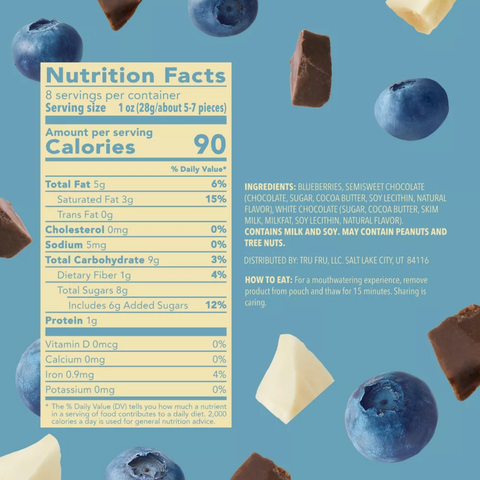 Tru Fru Frozen Whole Blueberries Immersed White & Dark Chocolate, 8 fl oz