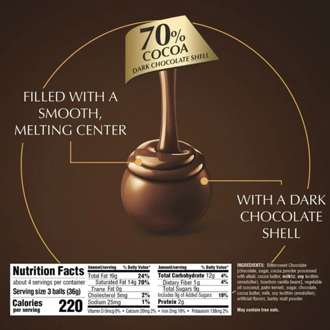 Lindt Lindor 70% Extra Dark Chocolate Candy Truffles, 5.1 oz.