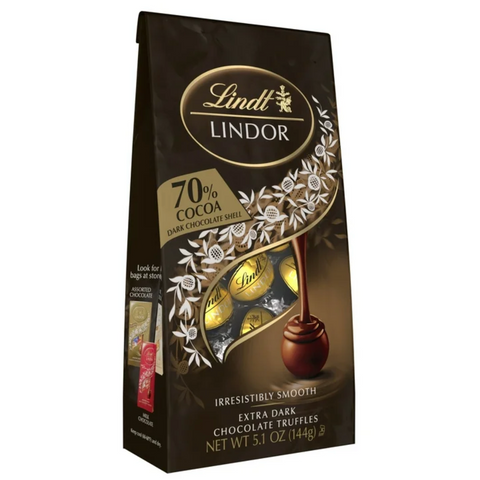 Lindt Lindor 70% Extra Dark Chocolate Candy Truffles, 5.1 oz.