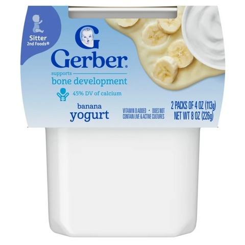Gerber Yogurt Blends Stage 3 Baby Snacks Banana, 4 oz, 2 Count
