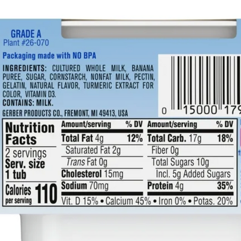 Gerber Yogurt Blends Stage 3 Baby Snacks Banana, 4 oz, 2 Count