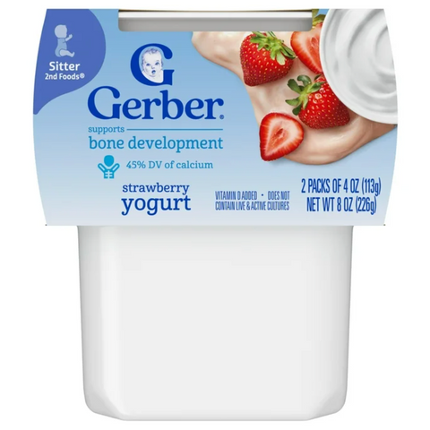 Gerber Yogurt Blends Stage 3 Baby Snacks Strawberry, 4 oz, 2 Count