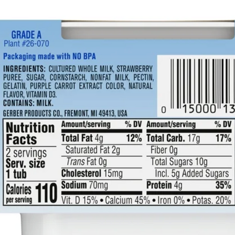 Gerber Yogurt Blends Stage 3 Baby Snacks Strawberry, 4 oz, 2 Count