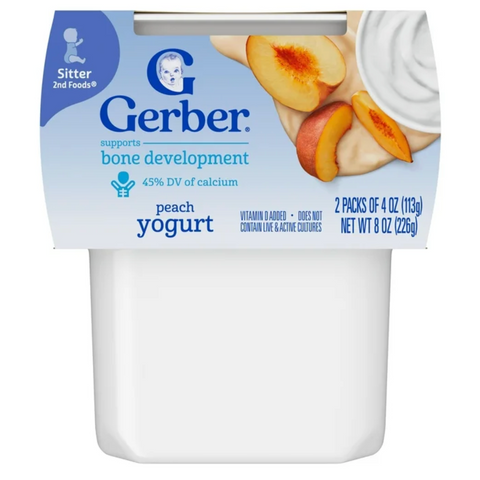 Gerber Yogurt Blends Stage 3 Baby Snacks Peach, 4 oz, 2 Count