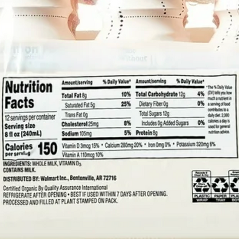 bettergoods Organic Whole Milk, 8 fl oz, 12 Count