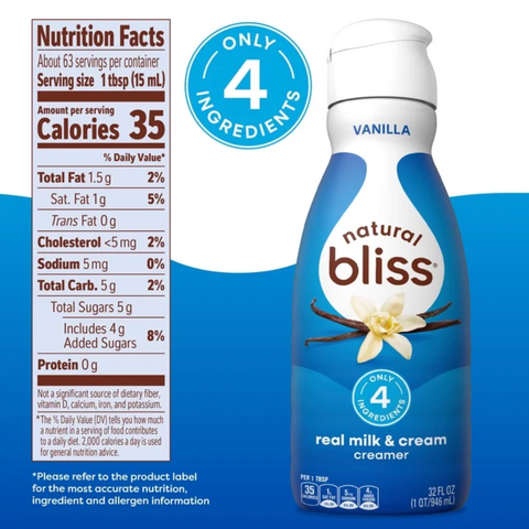 Natural Bliss Vanilla, Liquid Dairy Coffee Creamer, 32 fl oz