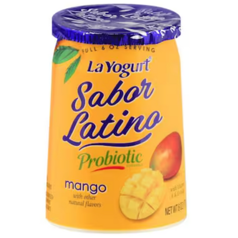 La Yogurt Sabor Latino Yogurt, Lowfat, Mango, Blended, 6 oz