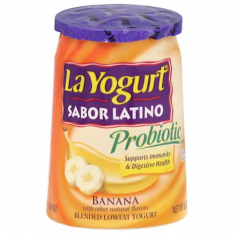 La Yogurt Sabor Latino Yogurt, Lowfat, Banana, Blended, 6 oz