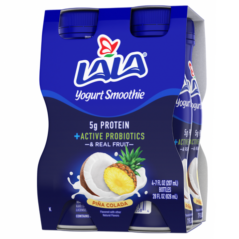 LALA Probiotic Protein Yogurt Smoothie Drink, Low Fat, Pina Colada, 7oz, 4 Count