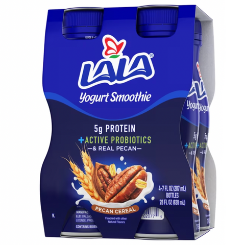 LALA Probiotic Protein Yogurt Smoothie Drink for Kids and Adults, Pecan Cereal, 7 oz, 4 Count