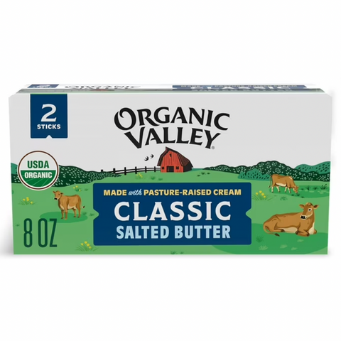 Organic Valley Salted Organic Butter, 8 oz Box, 2 Sticks