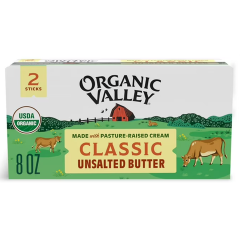 Organic Valley Unsalted Organic Butter, 8 oz Box, 2 Sticks