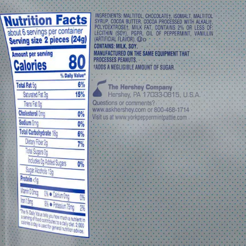 York Zero Sugar Chocolate Peppermint Patties Candy, 5.1oz