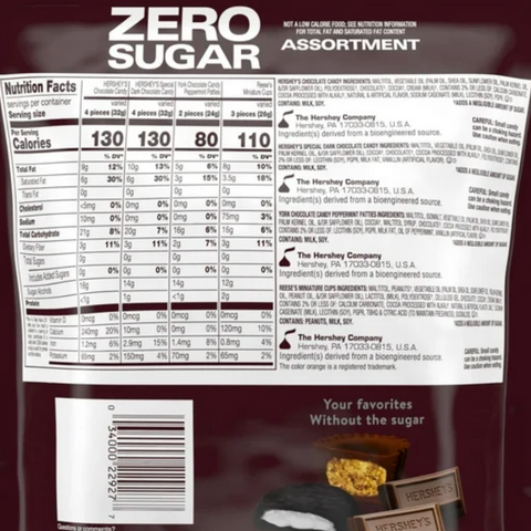Hershey's, Reese's And York Zero Sugar Assorted Flavored Candy, Variety Bag 15.5 oz