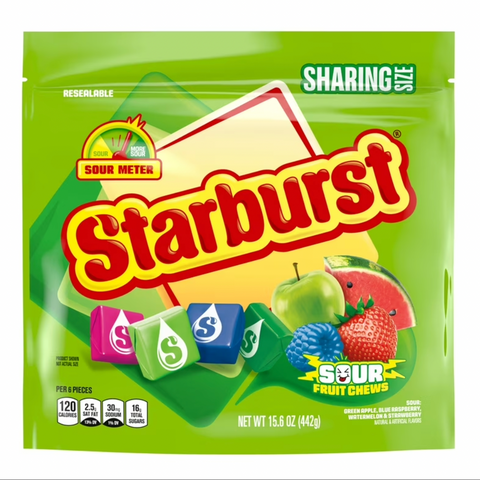 Starburst Sour Fruit Chews Chewy Candy, Sharing Size, 15.6 oz
