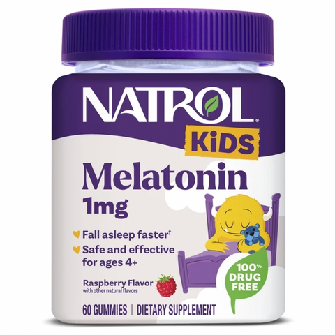 Natrol® Kids Melatonin, Sleep Gummies for Children, Raspberry Flavor, 1mg, 60 Count