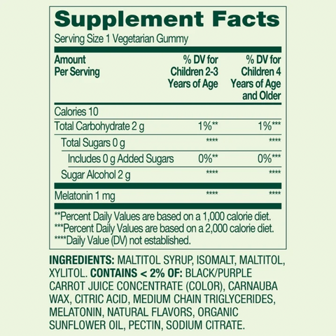 Spring Valley Zero Sugar Kids Melatonin Sleep Support Dietary Supplement Gummies, Blackberry and Raspberry, 1 mg, 60 Count