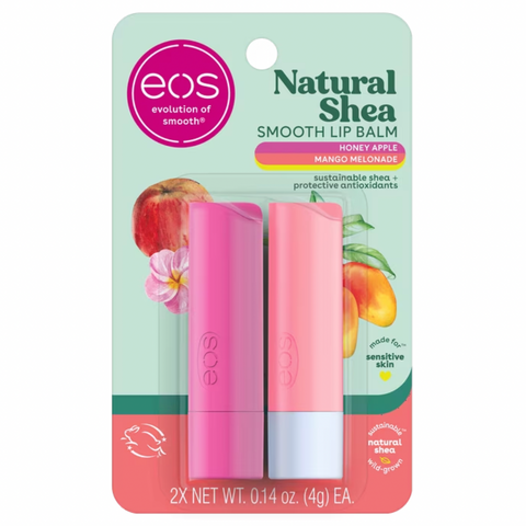 eos Natural Shea Smooth Lip Balm - Honey Apple & Mango Melonade, 2 Pack