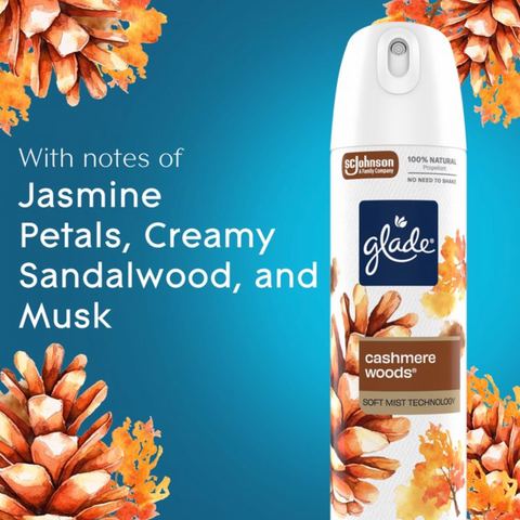 Glade® Odor Fighting Soft Mist Air Freshener Room Spray, Cashmere Woods®, 7.3oz.