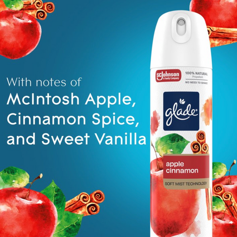 Glade® Odor Fighting Soft Mist Air Freshener Room Spray, Apple Cinnamon, 7.3oz.