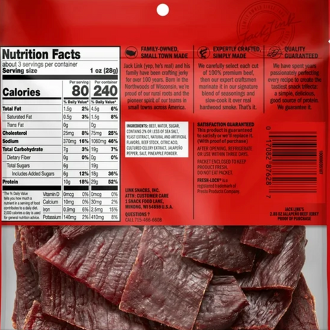 Jack Link's Jalapeno Beef Jerky Jumbo Bag, 2.85 oz.