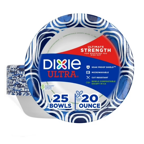 Dixie Ultra Disposable Paper Bowls, 20 oz, Multi-Color, 25 Count